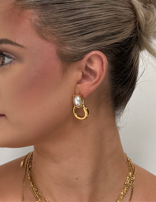 Cara Pearl Twist Hoops | Gold