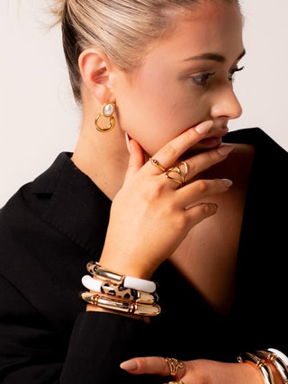 Cara Pearl Twist Hoops | Gold