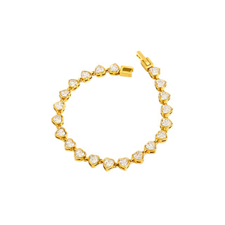 Lyla Love Tennis Bracelet 18k gold PVD heart cubic zirconia tennis bracelet on white background