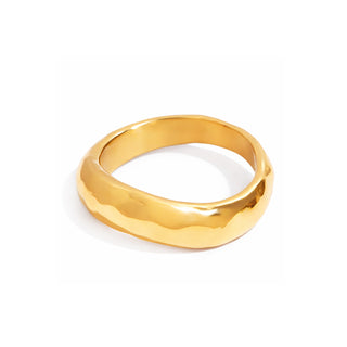 Olympia Band Ring 18k gold PVD sculptural band ring on white background
